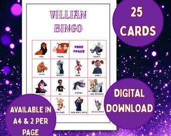 Disney Villain Bingo – Printable Halloween Party Game | 25 Unique Cards | Family & Classroom Fun