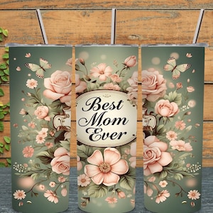 Mother’s Day Tumbler Wrap, Floral Mom Design PNG | 20oz Skinny Sublimation PNG | Digital Download | Instant Gift for Mama, Seamless tumbler