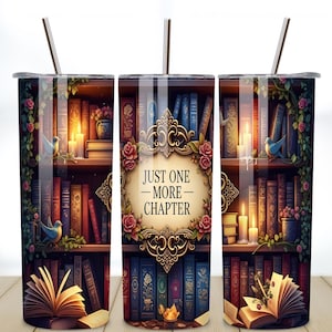 3D Book Lover Tumbler Wrap, Old Books Tumbler PNG, Tumbler Wrap for Reader, 20oz Tumbler Sublimation Design, Floral Book Lover Tumbler