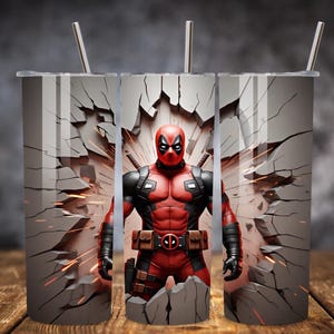 Deadpool Tumbler Wrap PNG / Tumbler sottile da 20 once con design a sublimazione / Tumbler Wrap con supereroe dei cartoni animati degli anni '90 / Tumbler Wrap con eroe d'azione Deadpool