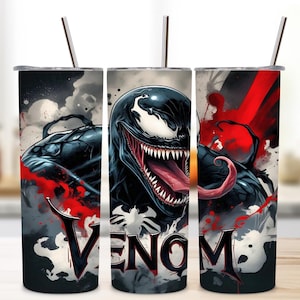 Bicchiere Venom PNG / Bicchiere dritto e sottile da 20 once con design a sublimazione / Bicchiere supereroe dei cartoni animati degli anni '90 / Download digitale istantaneo / Marvel PNG