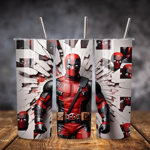 Deadpool Tumbler Wrap PNG - Design a sublimazione da 20 once con cartoni animati anni '90 - PNG a sublimazione con fumetti di cartoni animati - Tumbler Wrap con supereroi - Download digitale