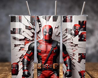 Envoltura de vaso de Deadpool PNG - Diseño de sublimación de dibujos animados de los 90 de 20 oz - Sublimación de cómic de dibujos animados PNG - Envoltura de vaso de superhéroe - Descarga digital