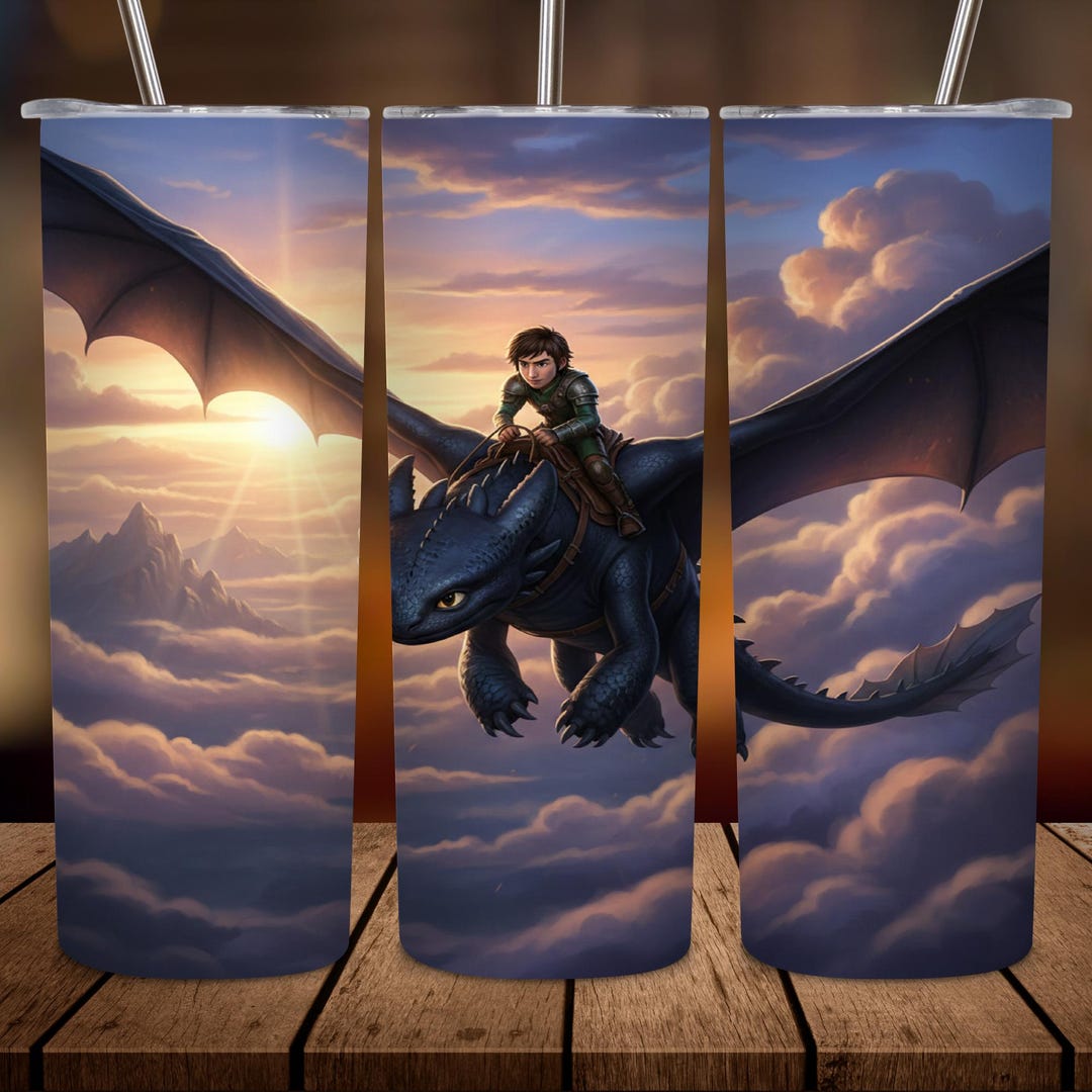 Toothless Dragon Tumbler Wrap PNG, Black Baby Dragon Sublimation Design