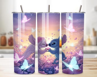 Angel and Stitch PNG Tumbler Wrap, 20 Oz Tumbler Wrap, Stitch Tumbler Design, Sublimation Wraps, PNG Cute Stitch Wrap, Digital Download File