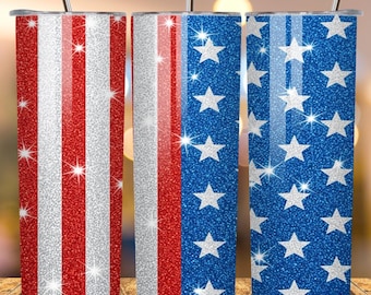 USA 4th Of July Tumbler Wrap, Patriotic Sublimation PNG, 20 oz Skinny Tumbler Design, USA Flag Tumbler, Glitter Flag Tumbler, American Flag