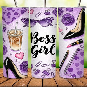 Boss Girl Tumbler Wrap Png, Geschäftsfrau 20 Unzen Tumbler Wrap, Boss Lady Geschäftsinhaber Design, Boss Lady Luxusleben, lila Boss Girl Wrap