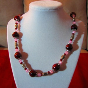 Valentine Marbled Red Beaded Necklace