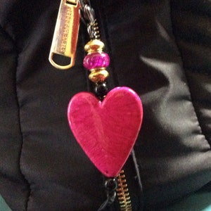 HOT PINK Heart Keychain or Purse Charm