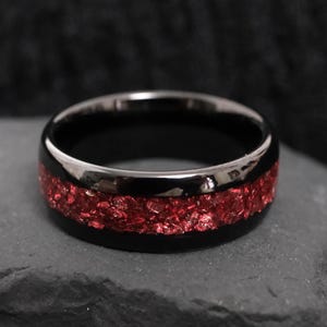 Smooth Tungsten Ruby Ring, Back Tungsten Ring, Men’s Wedding Ring, Women‘s Wedding Band, Anniversary Ring, Engagement Ring, Promise Ring,8mm