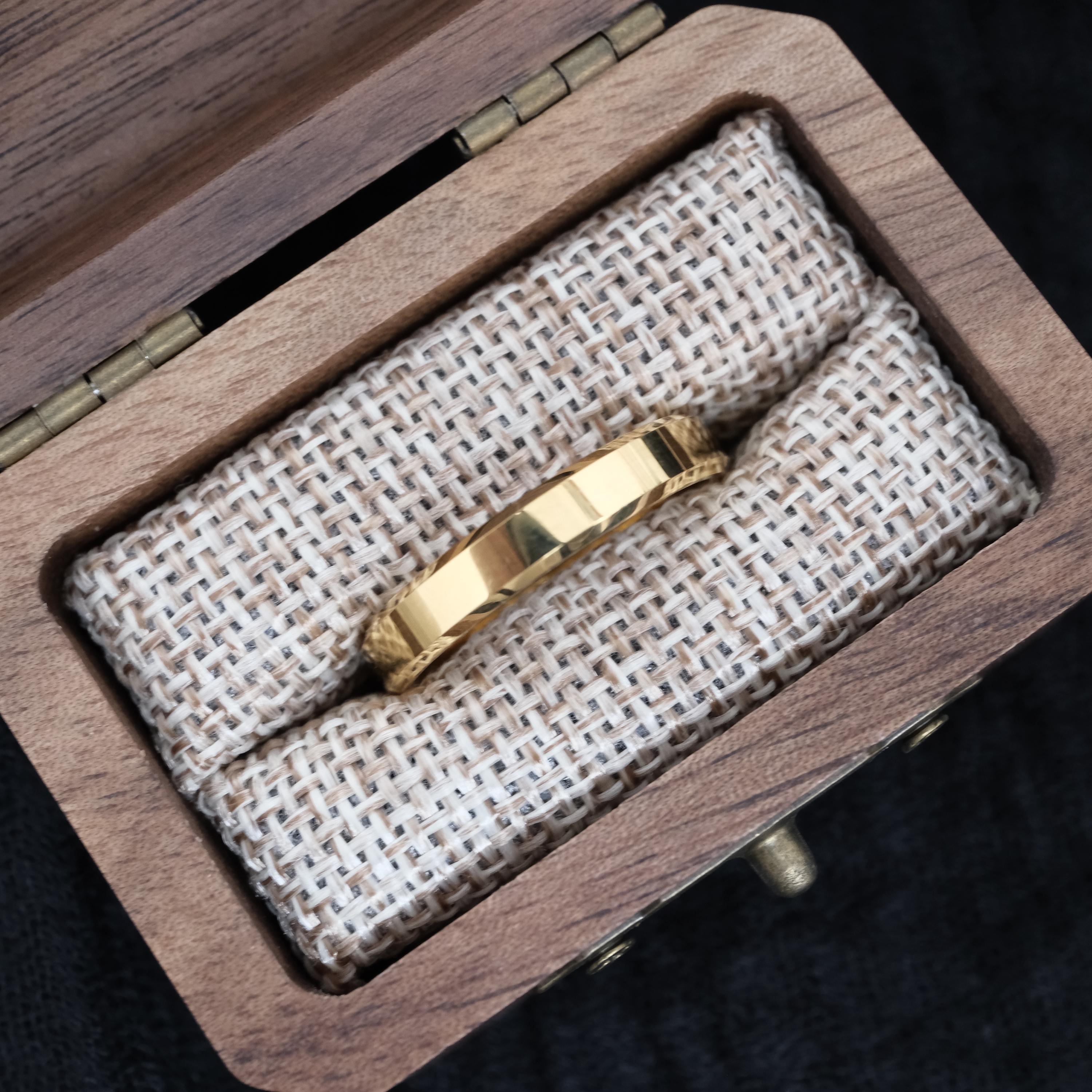 Yellow Gold Tungsten Ring, 4mm Yellow Gold, Tungsten Carbide Ring, Anniversary Ring,  Comfort Fit，anniversary tungsten