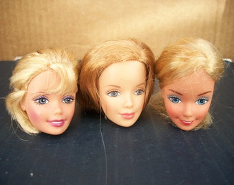 Mattel Barbie Friends Doll Heads OOAK Doll Blonde Hair Accessories Altered Art Vintage Upcycle Lot 1 Blondes