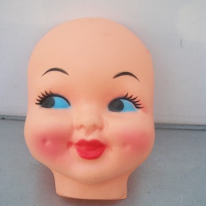 Vintage Hong Kong &quot;Dimple Face&quot; Plastic Doll Face Mask Flat Matte Finish (Open Neck)