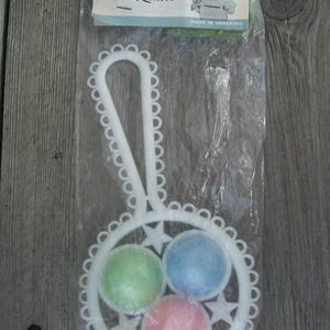 Vintage Mid Century Packaged Plastic Baby Rattle NIP