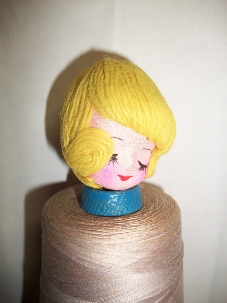 Small Vintage Yellow Yarn Hair Doll Head Etsy