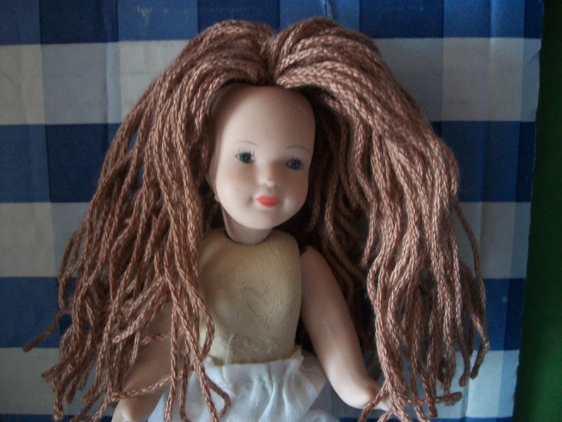 Miniature Home Made Yarn Doll Wig Etsy