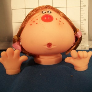 Vintage &quot;Silly Girl&quot; Doll Head and Hands - Red Brown Hair