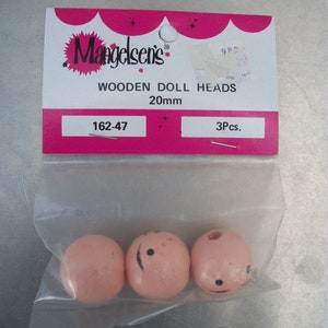 ヴィンテージパッケージのMangelsens 20 mm木製人形ビーズヘッド（工芸品用）162-47 **