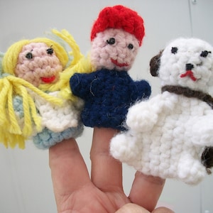 Three Homemade Crocheted Finger Puppets  ***