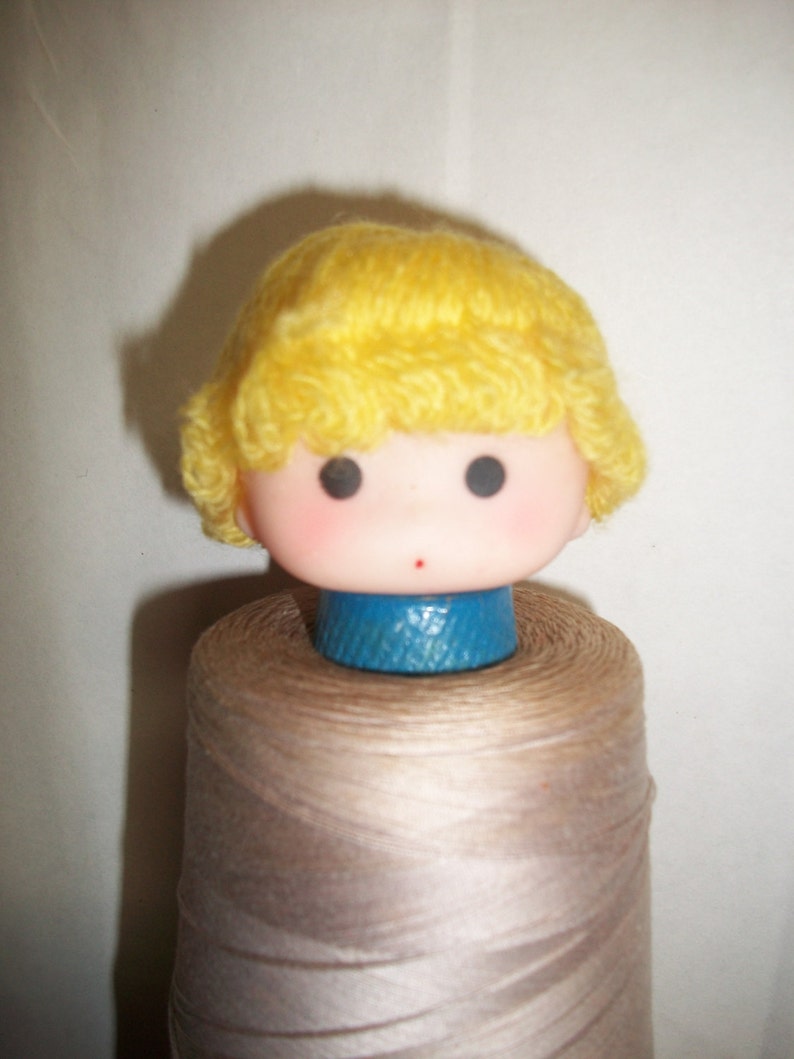 Small Vintage Yellow Yarn Hair Doll Head Etsy