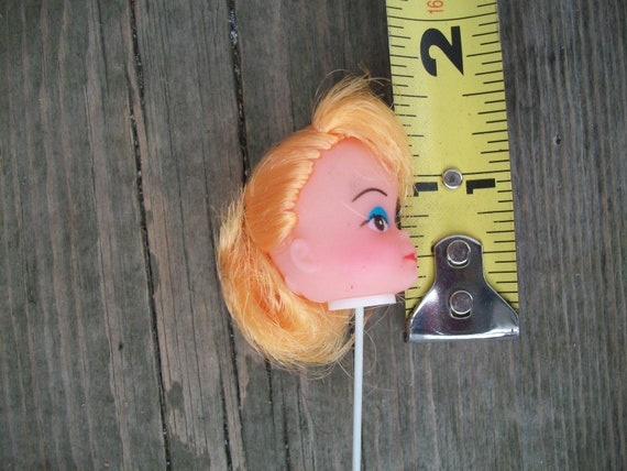 4 Craft Miniature 1/" Vinyl Brunette Brown Hair Girl Doll Heads Wire Stick Pick