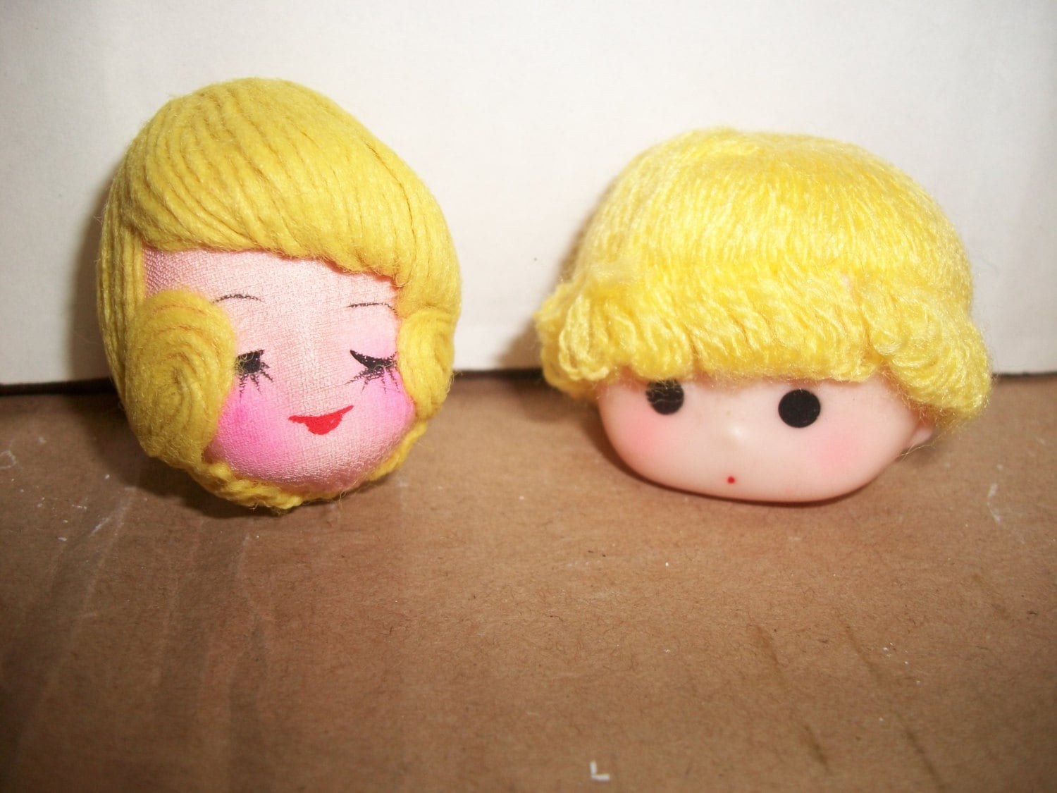 Small Vintage Yellow Yarn Hair Doll Head Etsy
