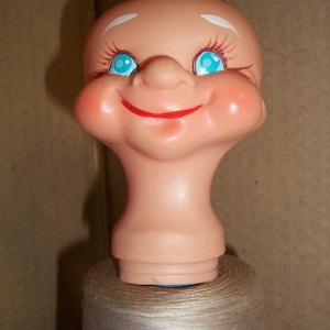Vintage Plastic Vinyl Doll Head Santa?  Elf?**