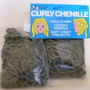Two Packs of &quot;Curly Chenille&quot; Doll Hair  (Moss Green)