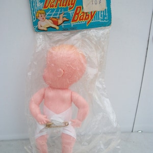 Vintage Packaged Soft Plastic 4-Inch Blue Box Baby Doll  **