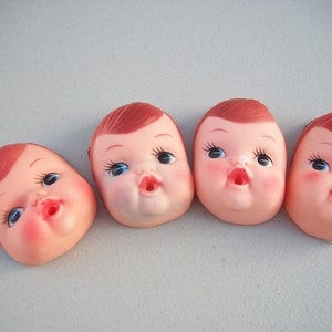 Halloween Crafts - Four BLEMISHED Plastic Vinyl 3-Inch Baby Doll Faces
