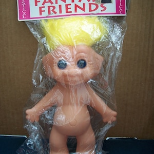 Rare Vintage Packaged &quot;Fantasy Friends&quot; 6 Inch Troll Doll By Artmark - Yellow Hair  *