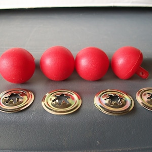 Packaged 25mm Round Red Plastic Doll/Plush Noses - 4 Sets