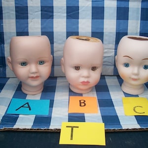 Porcelain Bisque 3 Inch Unmarked Girl Head Lot T