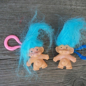 Miniature 1-1/2 Inch Pencil Topper Troll With Clip (Blue Hair)
