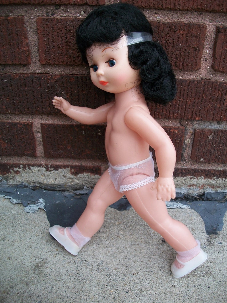 Vintage FibreCraft 13 Inch Black Hair Plastic Music Box Doll Etsy