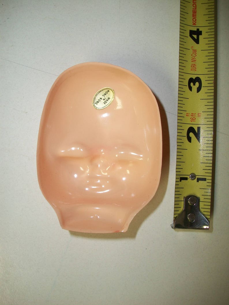 Six Small Vintage Plastic Doll Faces Closed Eye Variation