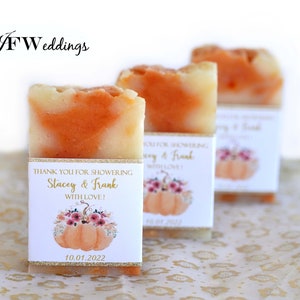 Pumpkin Floral Autumn Bridal Shower Soap Favors, Wedding Favors, Bridal Favors, Wedding Soap Favors, Party Soap Favors, Handmade Soap Favors