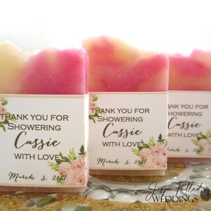 Romantic Pink Floral Bridal Shower Soap Favors, Soap Favors for Weddings, Shower Soap Favors, Handmade Soap Favors, Baby Shower Favor, Gifts image 3