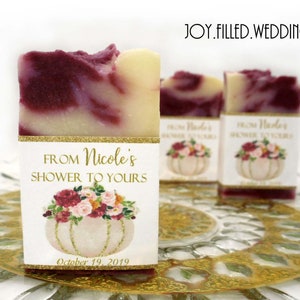 Pumpkin Floral Bridal Soap Favors, Wedding Favors, Bridal Shower Soap Favors, Handmade Soap, Baby Shower Favor, Unique Autumn Fall Gifts