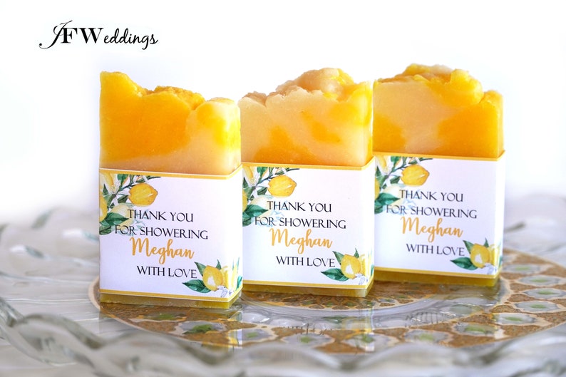 Lemon & Mediterranean Italian Bridal Shower, Lemon Blossom Soap, Bridal Shower Soap Favors, Wedding Favors, Gifts for Guests image 1