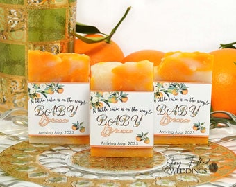 Orange Baby Shower Soap Favors: A Cutie is on the Way! Guest size 1.5oz - 1.8oz
