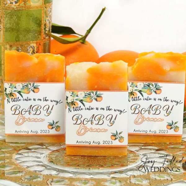 Orange Baby Shower Soap Favors: A Cutie is on the Way! Guest size 1.5oz - 1.8oz