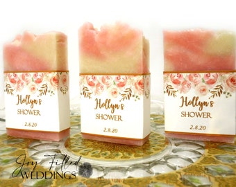 Pink Floral Bridal Favors, Soap Favors for Weddings, Shower Soap Favors, Bridal Shower, Handmade Soap Favors, Baby Shower, Guest Souvenirs