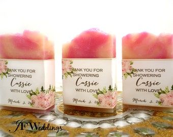 Pink Floral Greenery Bridal Shower Favors, Soap Favors, Bridal Shower Soap Favors, Mini Soap Favors, Personalized Party Favors, Gifts
