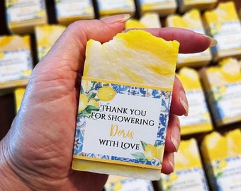 Lemon Bridal Shower Favor, Italy Blue Floral, Soap Favors, Wedding Favors, Bridal Favors, Wedding Soap Favors, Party Soap Favors, Gifts