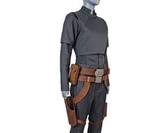 Sabine wren Mandalorian Star Wars Cosplay costume Ahsoka Custom brown Sabine Wren 3 Piece Flight Suit With Sabine wren Leather Belt