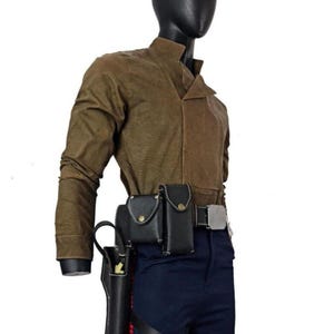 Star Wars Inspired Rebel Pilot Cosplay | Han Solo, Luke Bespin and Cassian Andor Style Outfit | 2-Piece Shirt & Pant Set with Holster