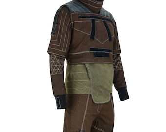 Din Djarin Mandalorian Cosplay Costume | Brown Flight Suit, Vest & Cummerbund