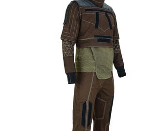 Din Djarin Brown Cosplay Costume | Mandalorian Flight Suit with Vest & Cummerbund | Star Wars Inspired Bounty Hunter Outfit