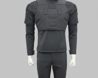 Star Wars Mandalorian Boba Fett Costume – Black Flight Suit Cosplay with Skirt | Bounty Hunter 3-Piece Outfit for Men